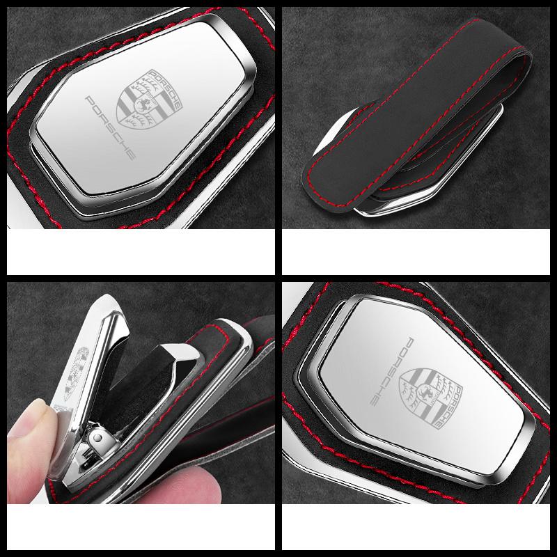AABKW1 Car Glasses Ticket Card Holder Sun Visor Sunglasses Clip For Porsche Cayenne Panamera Macan 911 Taycan Boxster Cayman 918 Pajun