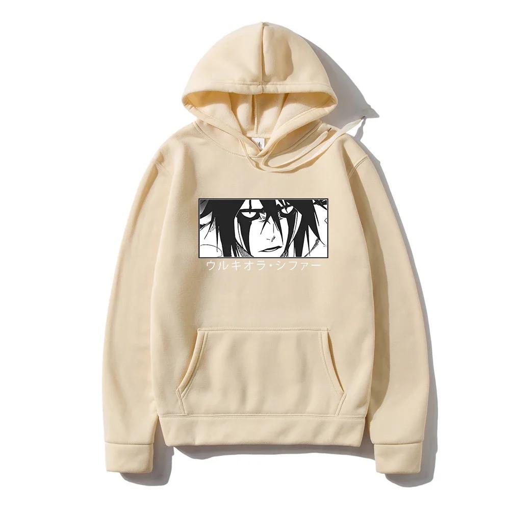 Japanese Anime Hoodie Bleach Ulquiorra Apple Cider Sleeves Harajuku Cartoon Gothic Streetwear Men's Casual Long Sleeves