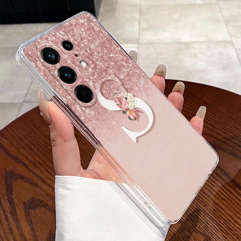 Anti-scratch Case For Tecno Camon 50 Pro 4G Jelly Clear TPU Soft Casing Fashion Lucky Initial Letter With Flower Couple Shell