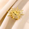 Retro Big Sun Flower Gold Color Ring For Women Stainless Steel Exaggerated Punk Anillos Open Adjustable Rings Waterproof Jewelry