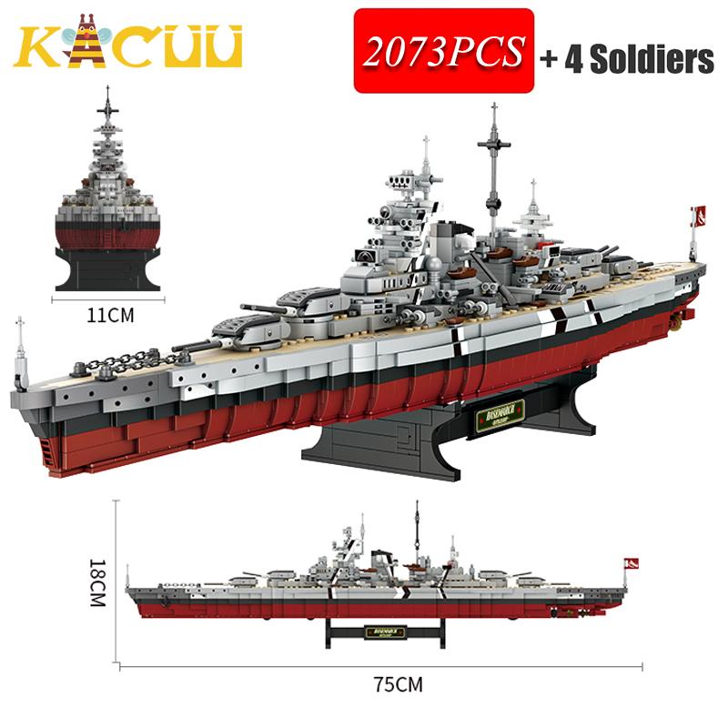 2073PCS Bismarck Battleship Building Blocks Classic MOC Bricks Model Set Toys Collection Desktop Ornaments Children Adult Gifts