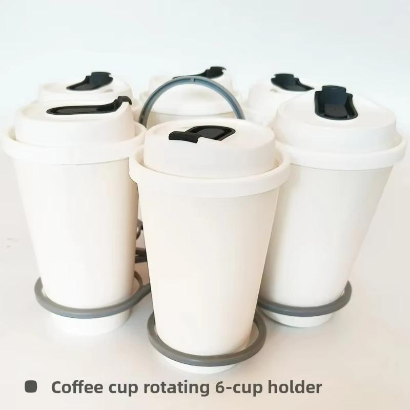 1/2Pcs Creative Tote Rack Carrier Portable Collapsible Rotatable 6-Cup Plastic Cup Holder For Party Wine Coffee Tea Drinks Cups