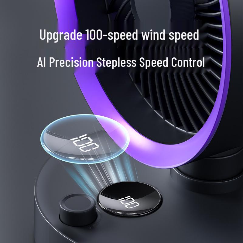 2025 Circulating Fan: 100-Speed Stepless Control, Rechargeable, Portable, Wall-Mounted Desktop Fan