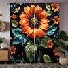 2pcs HD Black Gorgeous Sunflower Curtain Black Digital Printed Curtain Home Decoration Style Decorate Living Room Bedroom Wea