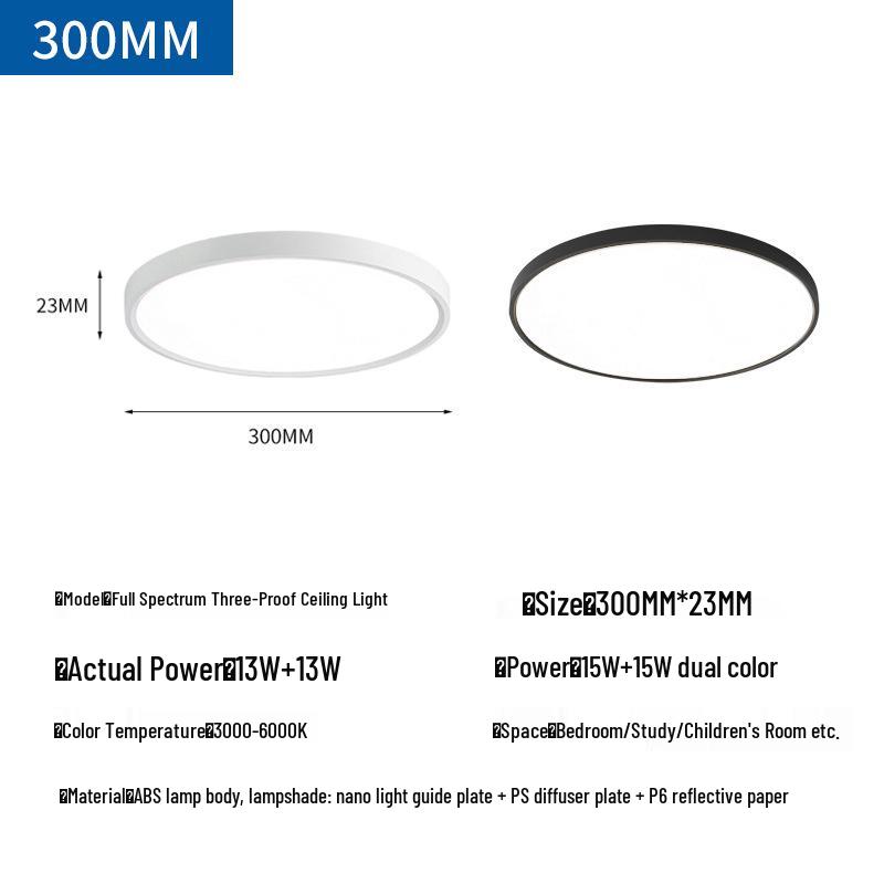 Ultra-Thin Full Spectrum Ceiling Light: Eye-Protective, Three-Proof Design for Bedroom, Study, and Living Room