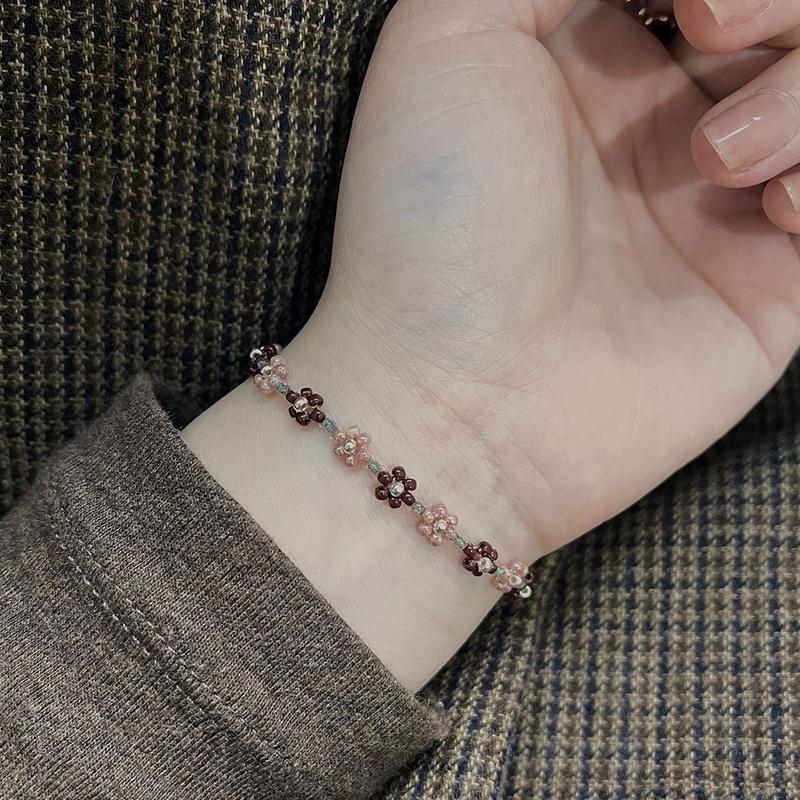 Cute Flower Beads Bracelet For Women Girls Versatile Elastic Adjustable Charm Bracelet Jewelry Accessories Gifts