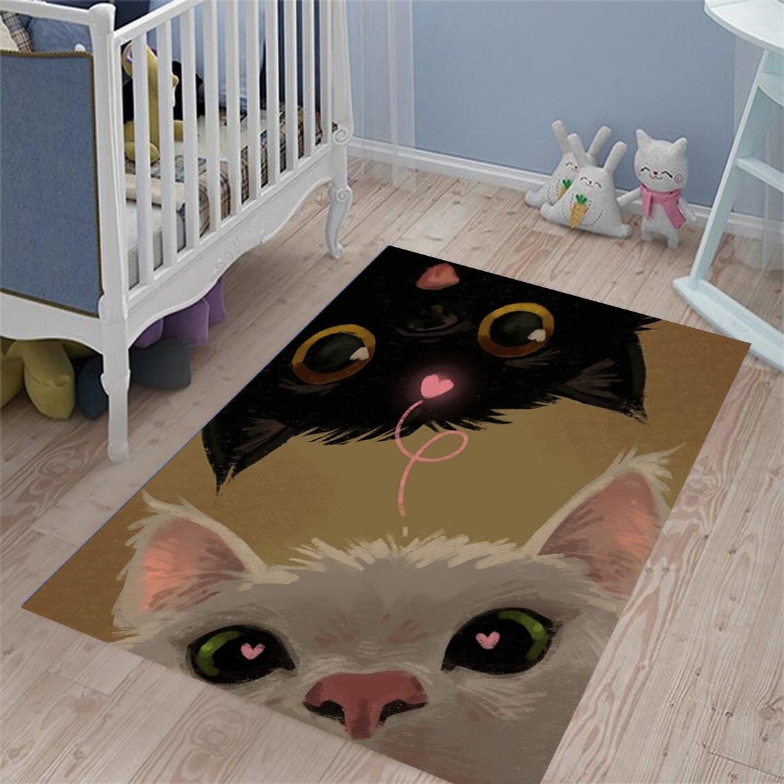 

Sleepy Cat Carpet Black White Cat Carpet Illustration Oil Painting Style Cat Living Room Bedroom Carpet Door Mat Decoration Rug 40x60cm