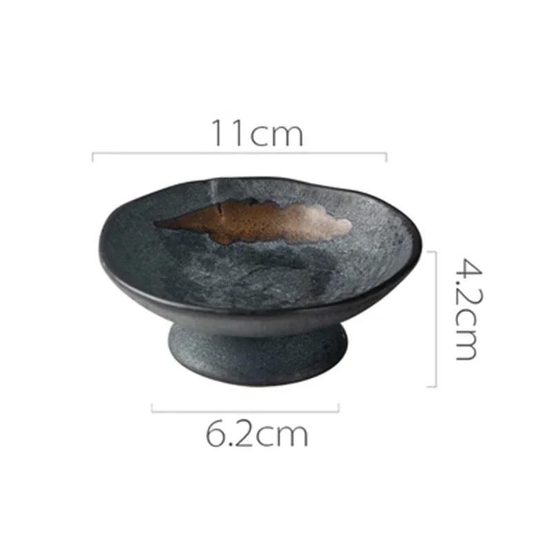 Creative Japanese ceramic plate with high feet saucer saucer snack tea dessert plates snack plate fruit plate bowls ramekin