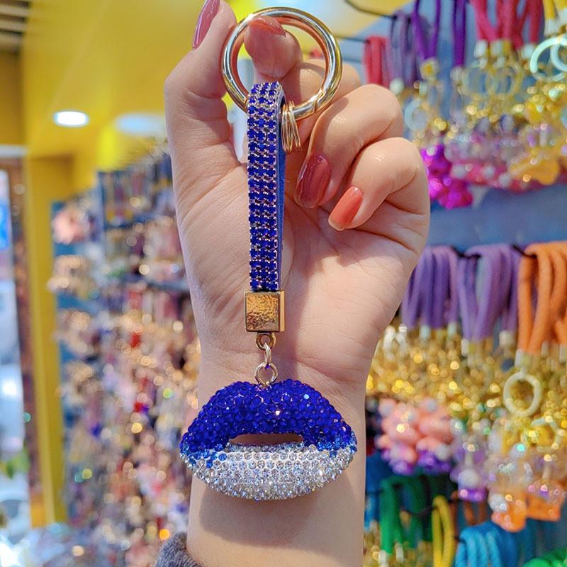 Jewelry Keychain With Czech Rhinestones Lip Design For Couples And Gift Giving