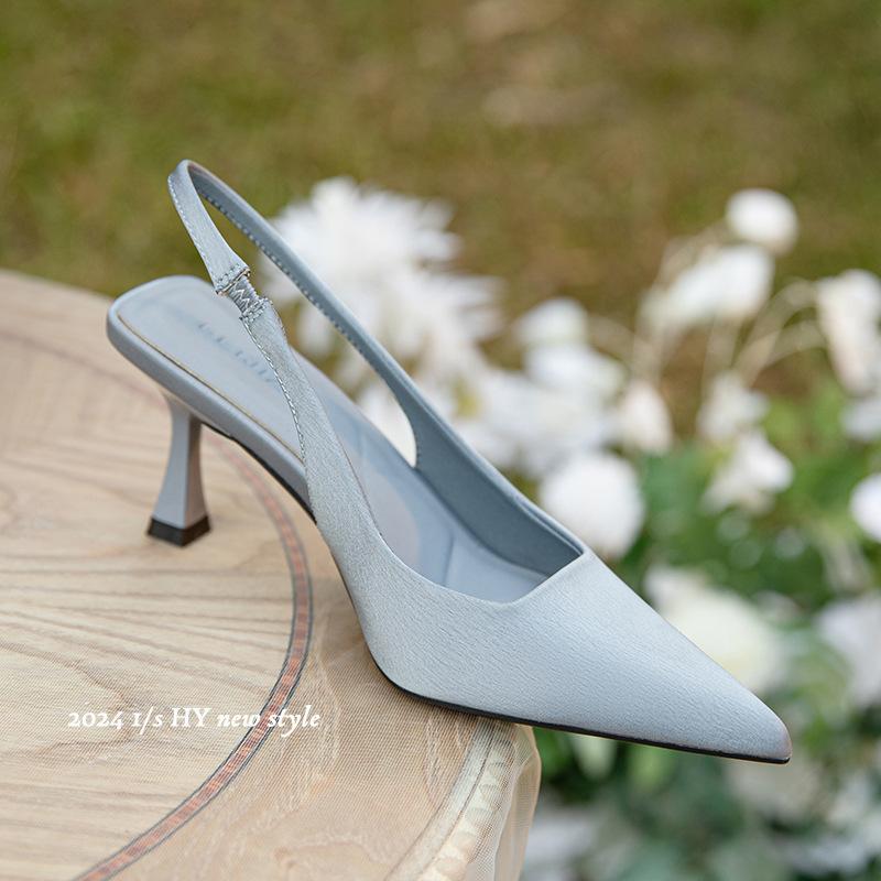 Temperament high heels women's thin heels pointed sandals bag head back strap solid color spring and summer new models