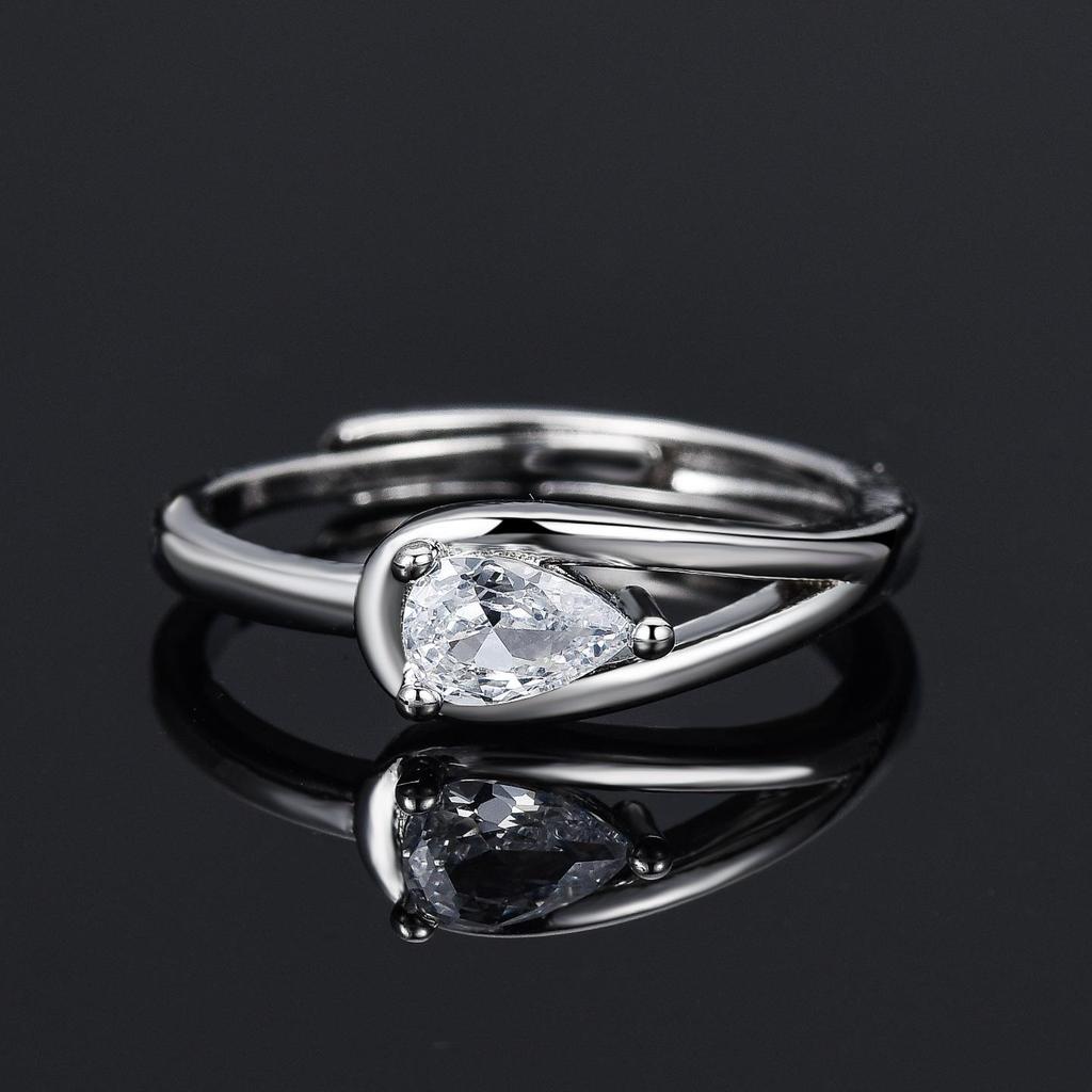 Women's Adjustable Water Drop Diamond Ring - Elegant and Versatile Design