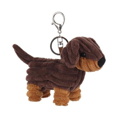 Aprikose Lamm Dackel Hund Niedlich Weicher Schlüsselanhänger Plüschtier, Perfekt für Jungen und Mädchen, Passt in Kinderrucksäcke und Geldbörsen, 14cm
