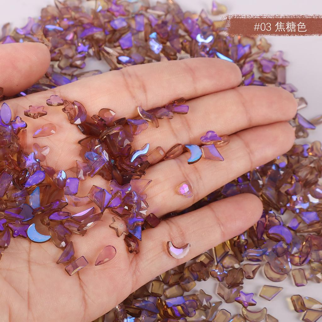 Warm Elf, The Same Mixed Aurora Transparent Special-Shaped Diamond, Nail Art Jewelry, Nail Art Flat Bottom Diamond, Glass Rhinestone.