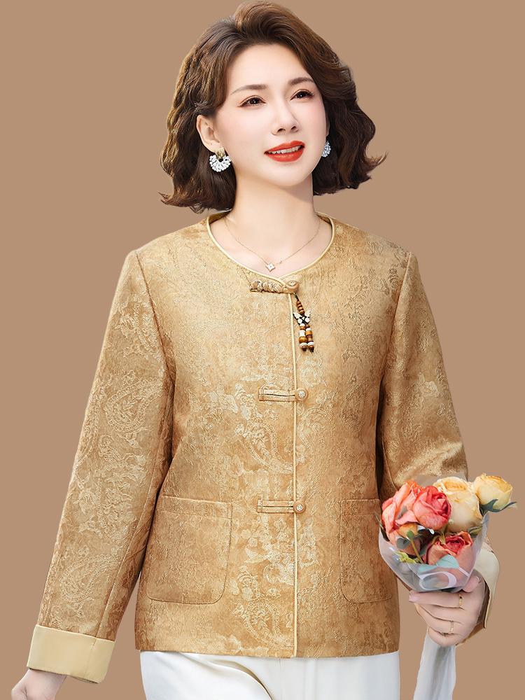 2026 Spring and Autumn Jacquard Jacket for Middle-Aged and Elderly Women - New Chinese Style