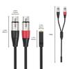 Zuverlässiges 3,5-mm-auf-2-Buchsen-Kabel, Symmetrische Stecker zu Mikrofonkabel, Vergoldete Stecker widerstehen Korrosion