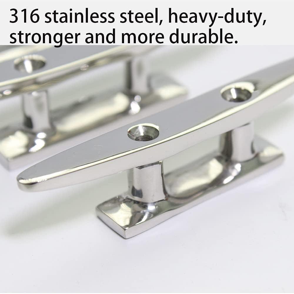 1Pcs 5" Polished Stainless Steel Open Base Boat Cleat For Yacht Marine Dock Deck