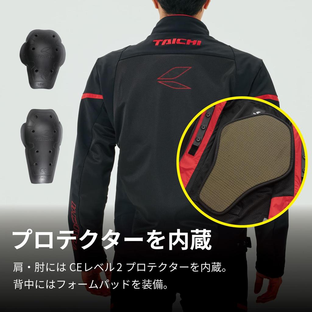 RS TAICHI Motorcycle Wear Riding Jacket Breathable Mesh Stretch Protector Quick Dry Racer Jacket RSJ342 ASH NAVY M Spring/Summer Chest/CE Built-in