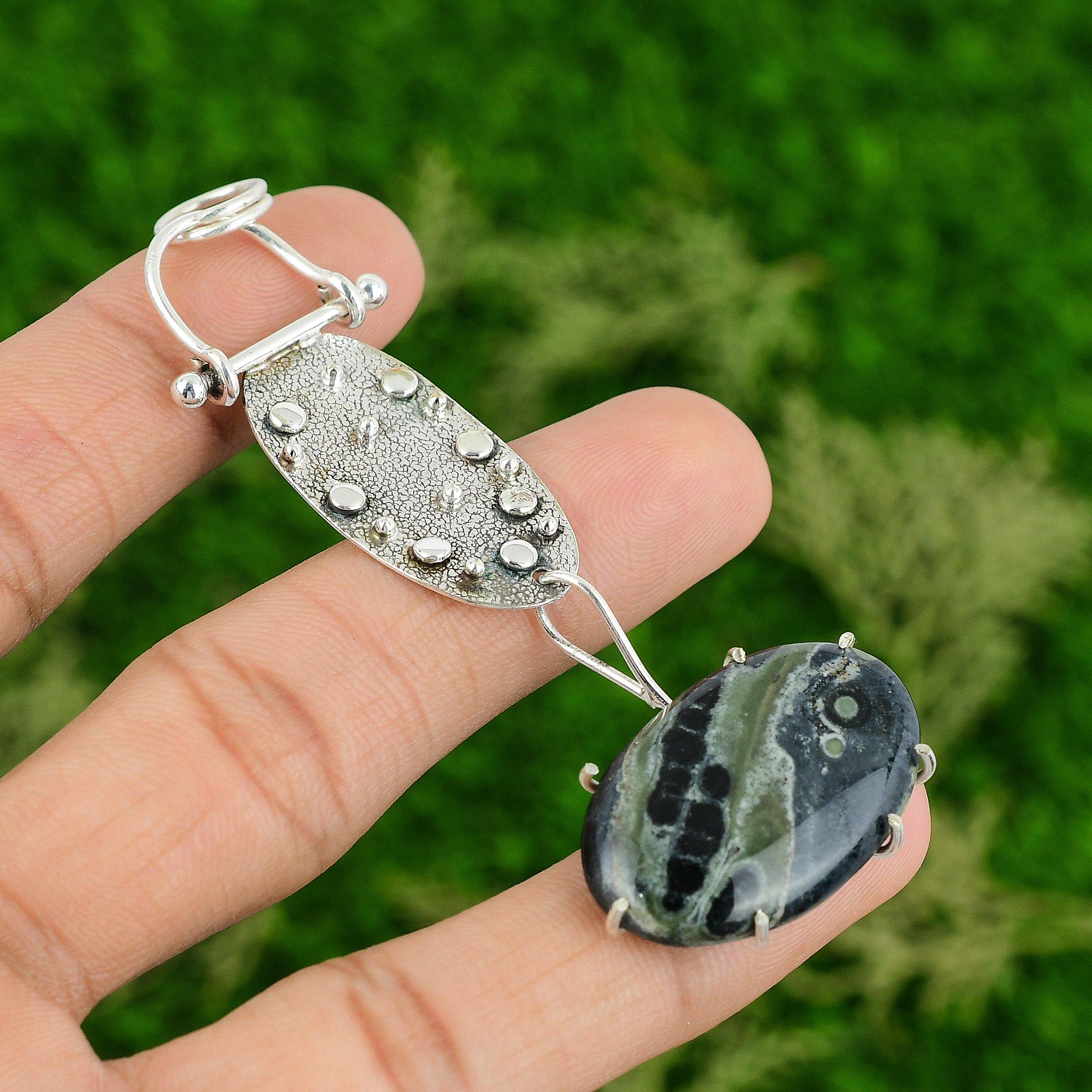 

Daughters Day Deal 925 Silver Oval Kambaba Jasper Stone Wife Handcrafted Pendant