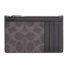 Coach Signature 12 Brand Print Coated Canvas And Leather Card Holder Unisex Accessories Gray Charcoal CV764-QBYFT