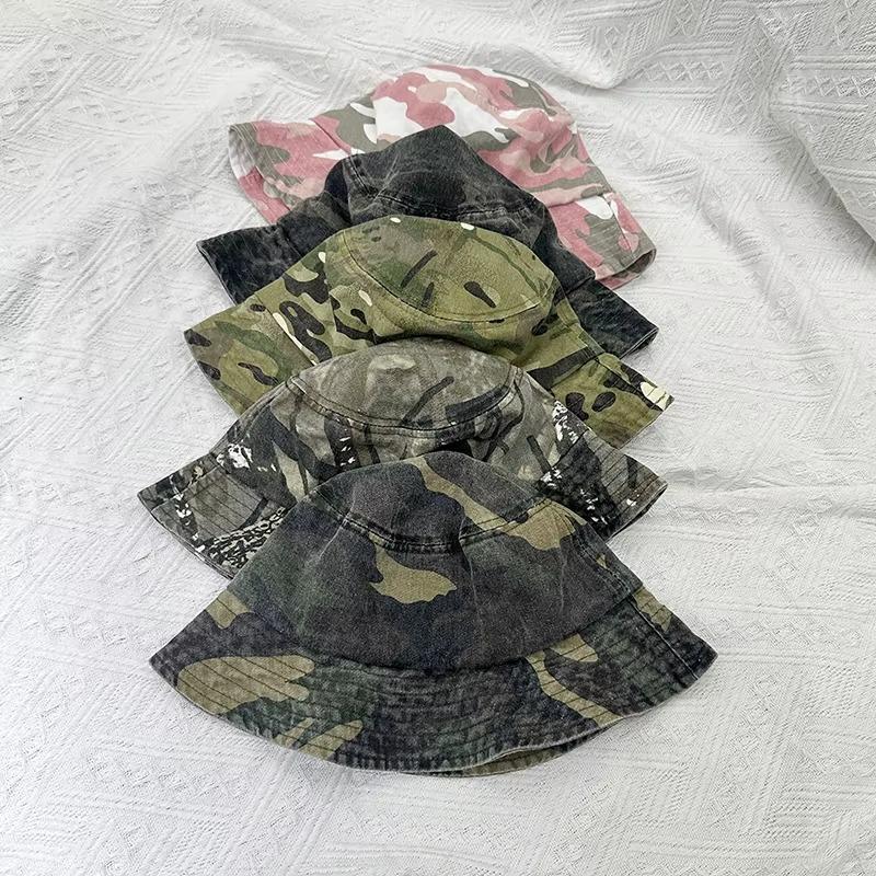 1 Pezzo Cappello a Secchiello Mimetico in Cotone Lavato per Uomo e Donna Viaggio all'Aperto Cappellino Parasole Casuale Cappelli Panama Pescatore Bob