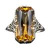 Sanjie Wish Yellow Crystal Hollow Carved Ring - Bold Silver Jewelry