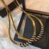 Choker Chain Embedded Stripe Necklace Geometric Style Vintage Necklace  Women Girls