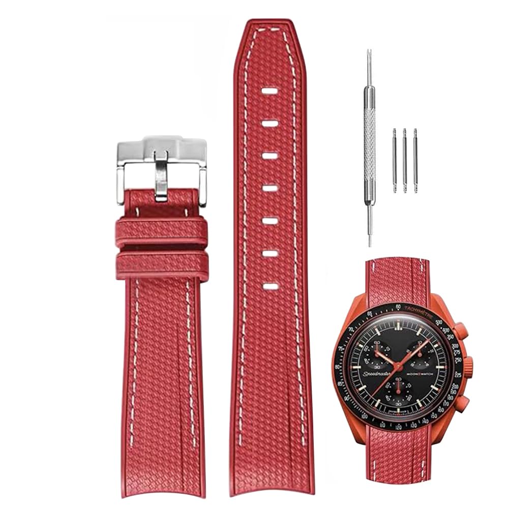 Sibehill 20mm Replacement Silicone Watch Band for Omega and X, Swatch, MoonSwatch, Speedmaster.