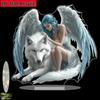 2D Flat Classic Style Acrylic Angel & Wolf Desktop Decoration, Suitable for Wall Decoration, Porch, Room, Villa, Accents Home, Hallway, or Workplace -