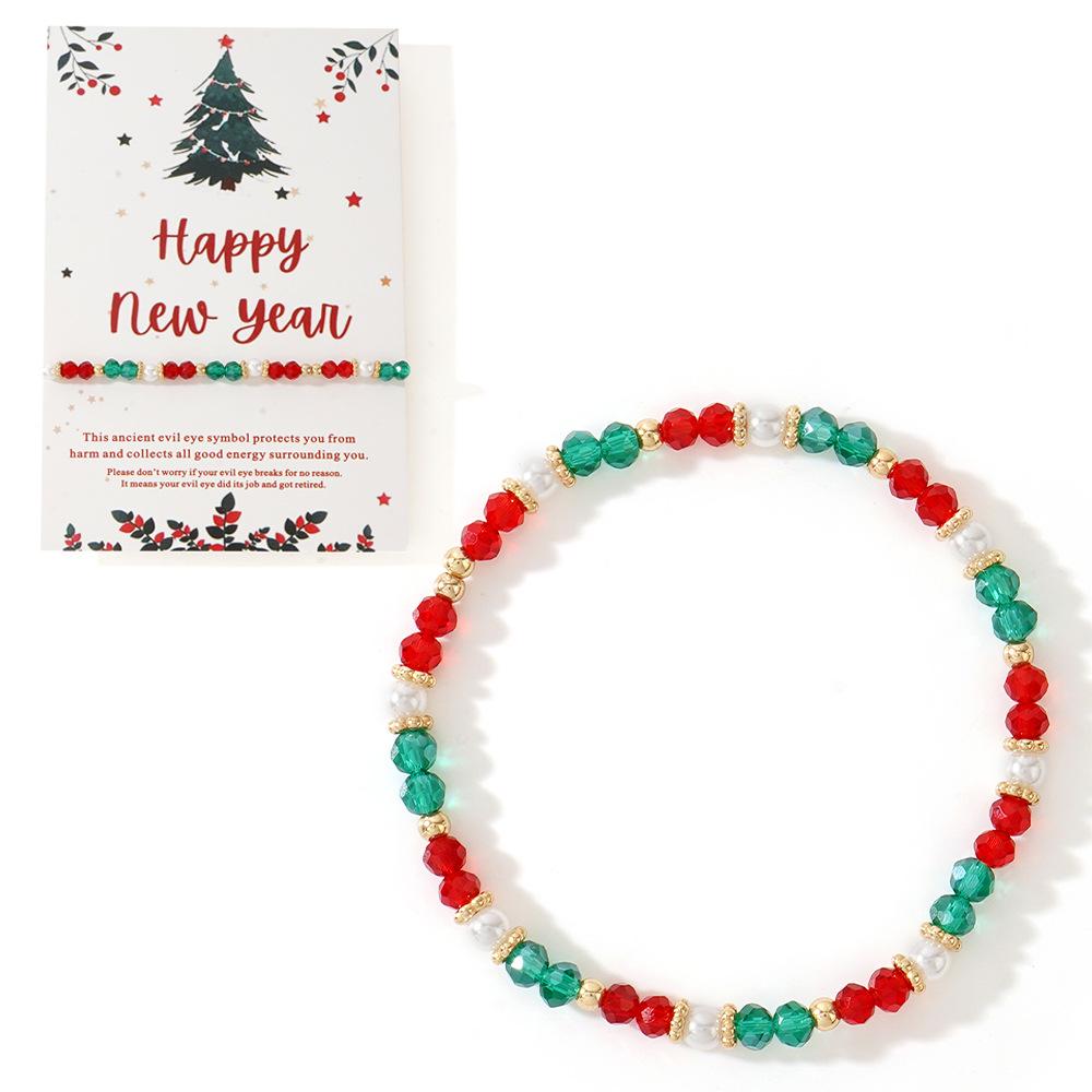 Christmas Crystal Beaded Bracelets with Santa and Snowman Charms - Holiday Gift Assortment