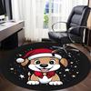1PC Christmas Pup Office Round Area Rug,  Mat Suitable ForOffice, Under Office Chairs Bedroom Living Room Home Decor, Room Deco
