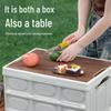 Collapsible Outdoor Camping Storage Box with Wooden Lid for Car Trunk Organization