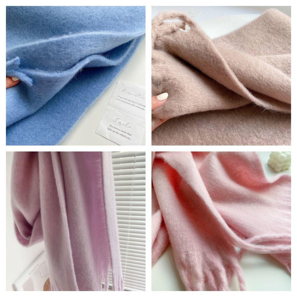 Solid Color Winter Cashmere Scarf Soft Shawl Wrap New Long Tassel Scarves Women