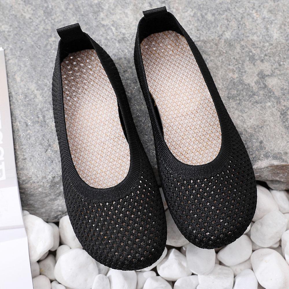 Chaussures d'été en tissu, Maille, Respirantes, Antidérapantes, Sandales décontractées confortables, Chaussures de travail noires