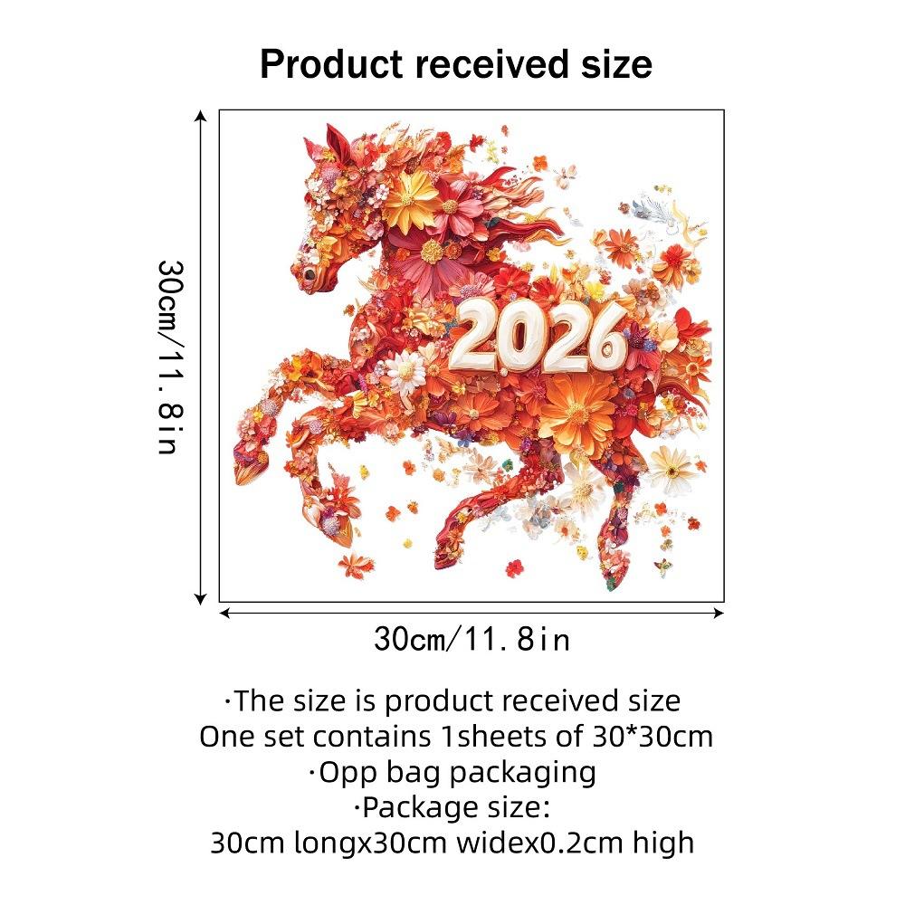 2026 Red Flower Horse Mirror Stickers Electrostatic Stickers on The Glass Door Window Wall for Home Office Room Decor Removable