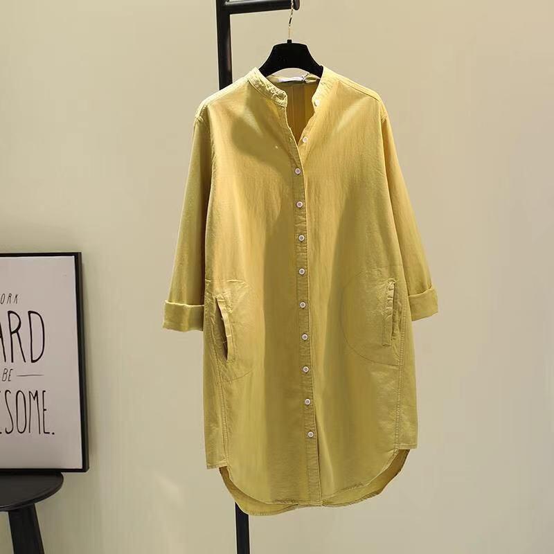 Women's Multi-color Cotton Long Sleeve Korean Style Layered Shirt - Spring/Autumn 2025