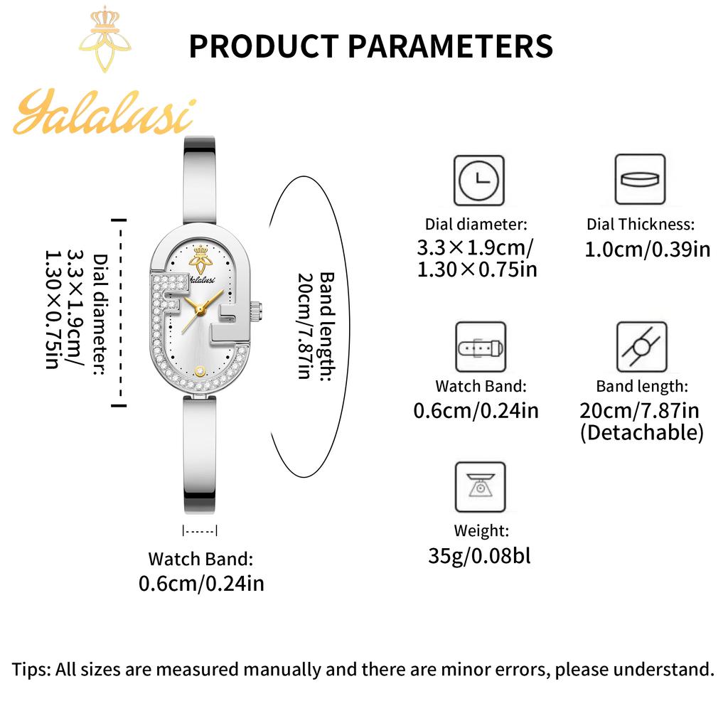 YaLaLuSi Luxury Women's Quartz Fashion Diamond-Set Water-Resistant Bracelet Watch – An Elegant Gift for Girls Reloj Mujer