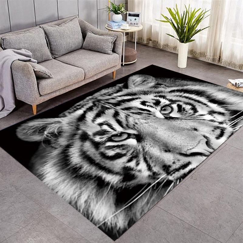 Panther Carpet Black Leopard Koberec do obývacího pokoje Velkoplošný koberec Animal Lion Tiger Rohožka do ložnice Domácí dekorace Tribal Koberec