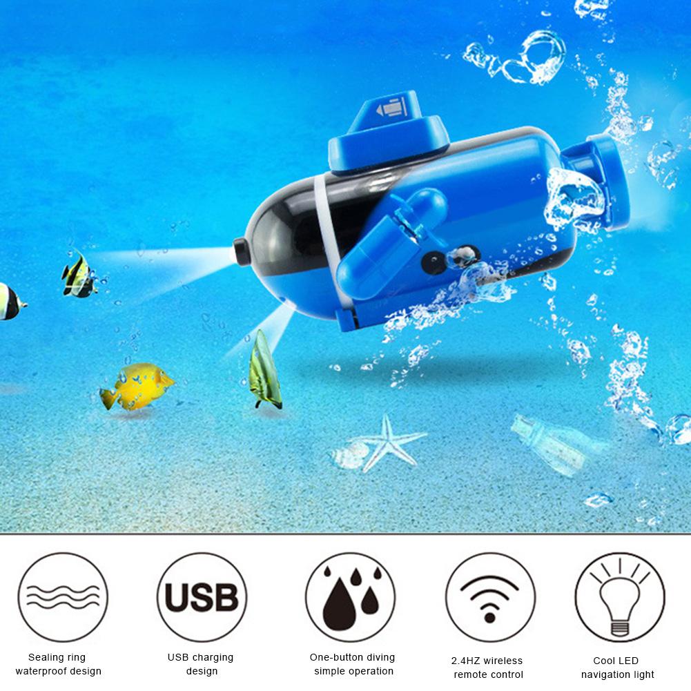 Remote Control Boat Mini Multifunctional Durable RC Boat Electric Ship Toy Glowing Submarine Model for Fish Tanks