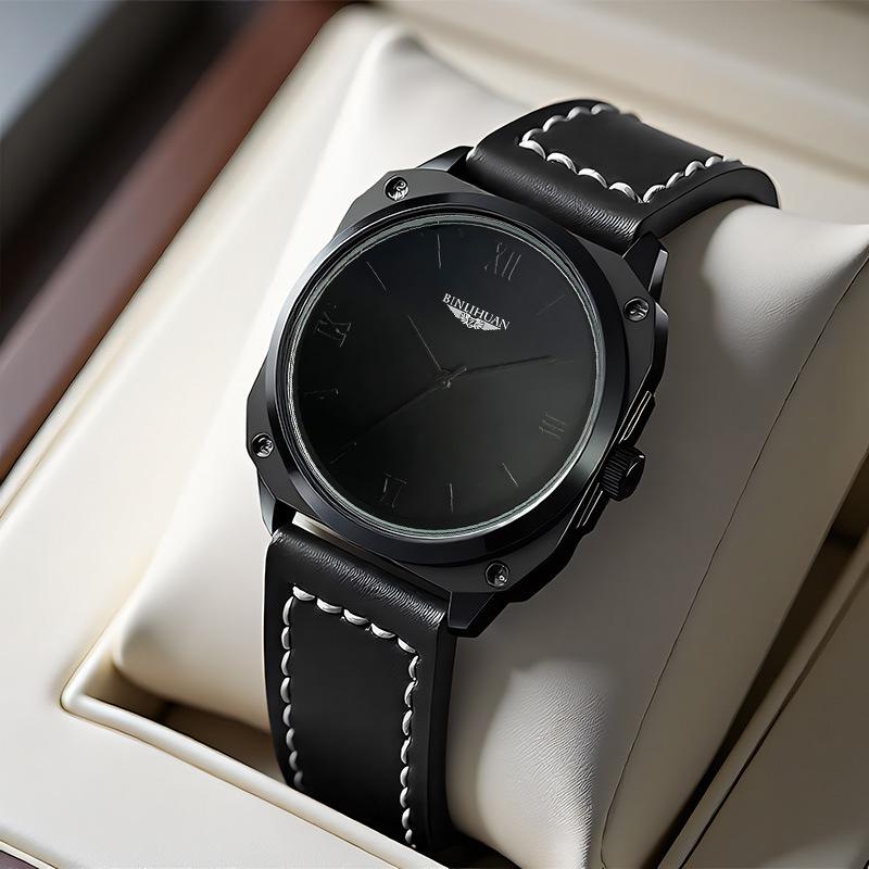 Мужские часы JYL Студенческие Модные Повседневные Кожаный Ремешок [Men s Black Leather] сладкий лимон