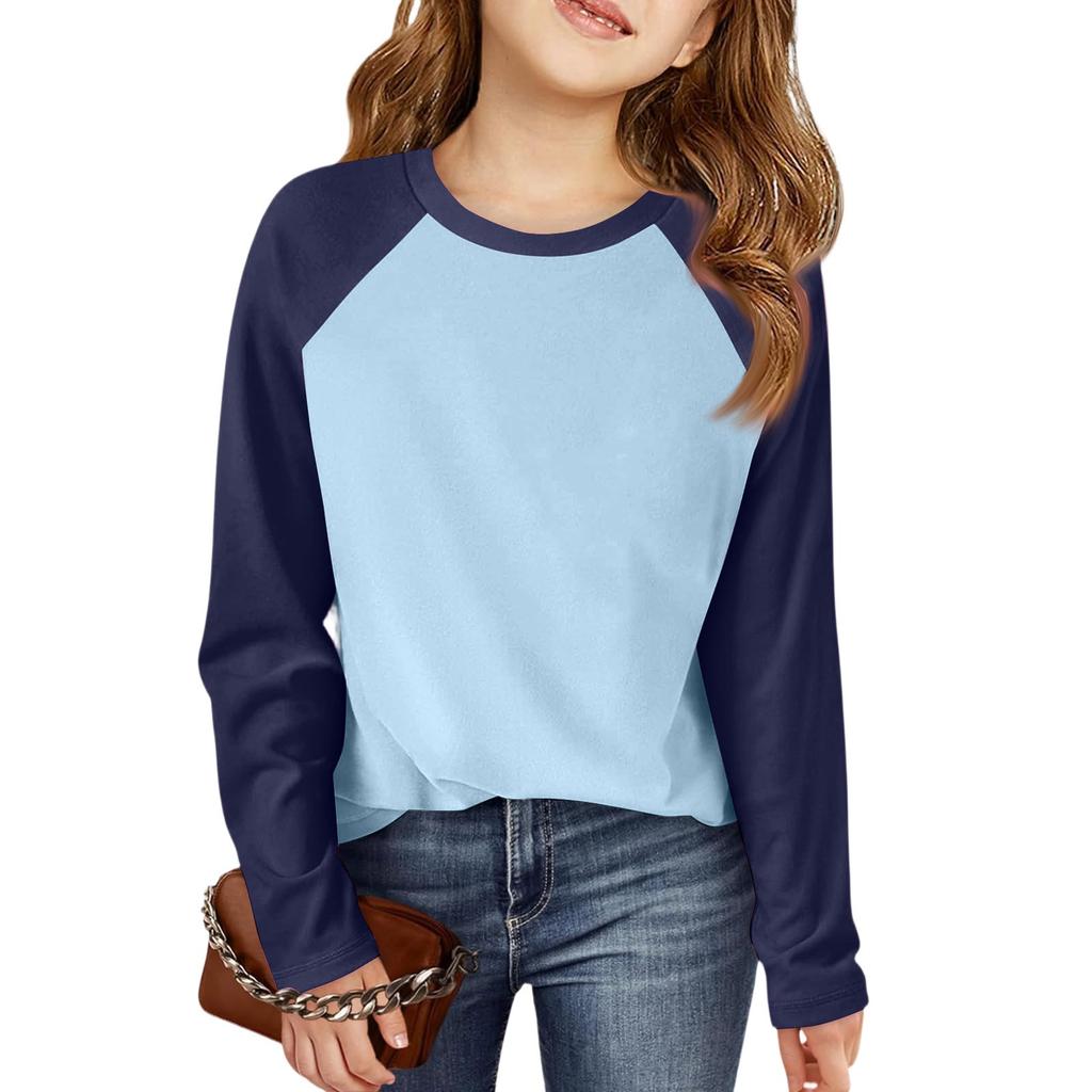 Mädchen Raglan-T-Shirt - Einfarbig Langarm Basisschicht
