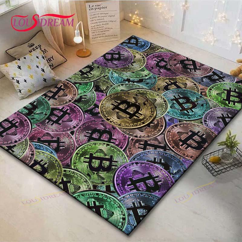 Hot Exquisite 3D Bitcoin BCT Printed Carpet Outdoor Rug Area Rug Non-slip Carpet Bedroom Decor Carpet for Room Gift