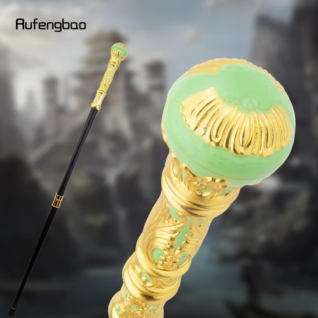 Golden Light Green Luxury Round Handle Fashion Stick for Party Decorative Walking Cane Elegant Crosier Knob Walking Stick 93cm