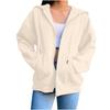 Women's Fashion Casual Solid Color Sweatshirt Autumn/Winter Long Sleeve Pocket Cardigan Jacket Zipper Hoodie Coat