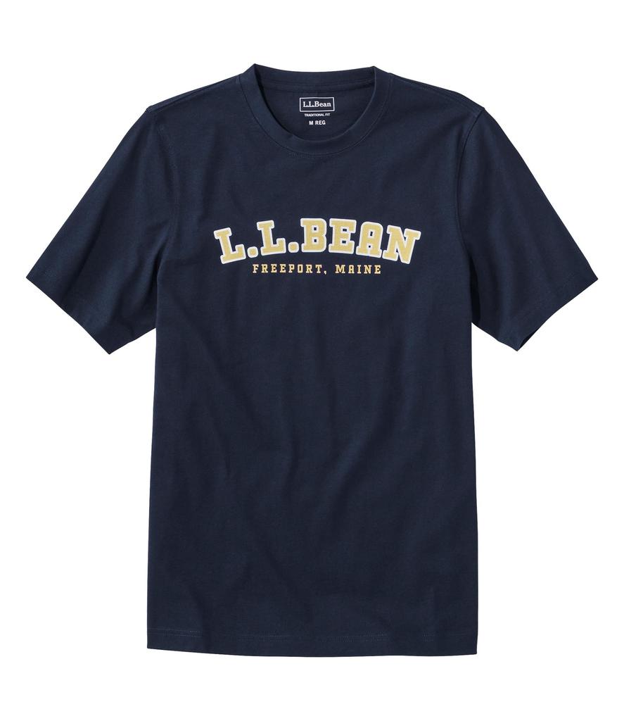 LL Bean Japan Fit Carefree Unshrunkable Short Sleeve Size Japan Navy 1000276421 Men's Tee, Graphic, 1, Fit, Medium, Blue,