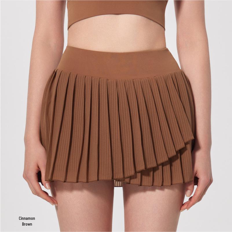 Nude Antibacterial Pleated Yoga & Running Skirt with Lining
