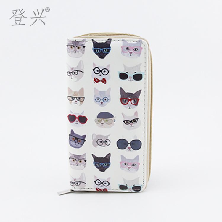 

Новый мультяшный кошелек на молнии из длинной ПУ кожи с изображением кошки и собаки, студенческий клатч