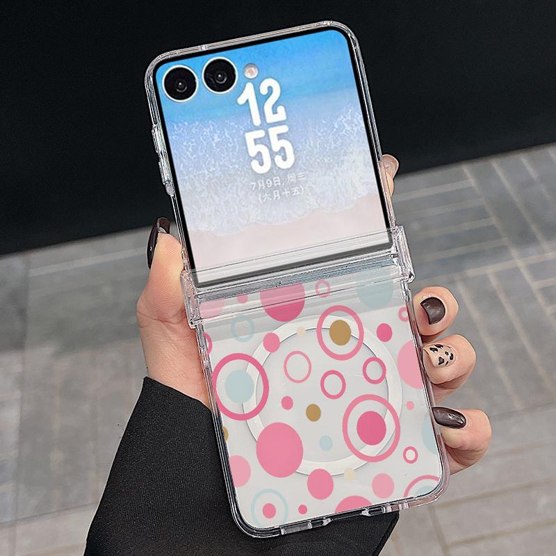 Colorful Blocks Spots Print Case For Samsung Z FlIP 7 FE 6 5 Magnetic Hinged Folding Phone Cover For Galaxy Z Flip7 Flip6 Flip5