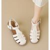 Größe 43 Retro Echtleder Hohl Baotou Sandalen Damen 2025 Neu Hohl Schweinekäfig Damen Sandalen