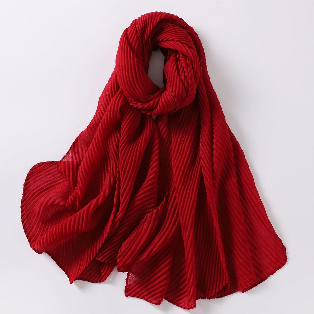 Large Size Pleated Hijab Scarf For Women Muslim Daily Wear