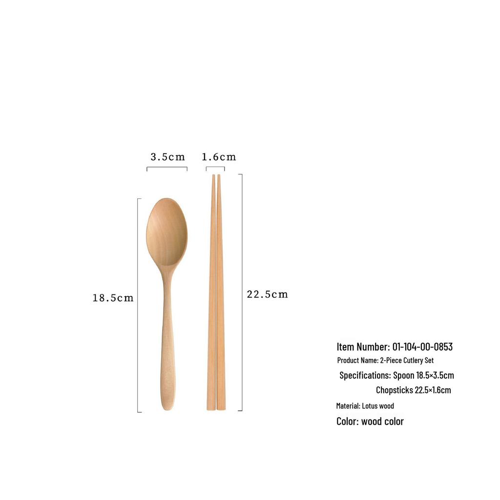 Japanese Korean Wooden Spoon & Chopsticks Set - Portable Tableware for Soup, Rice, and Serving.